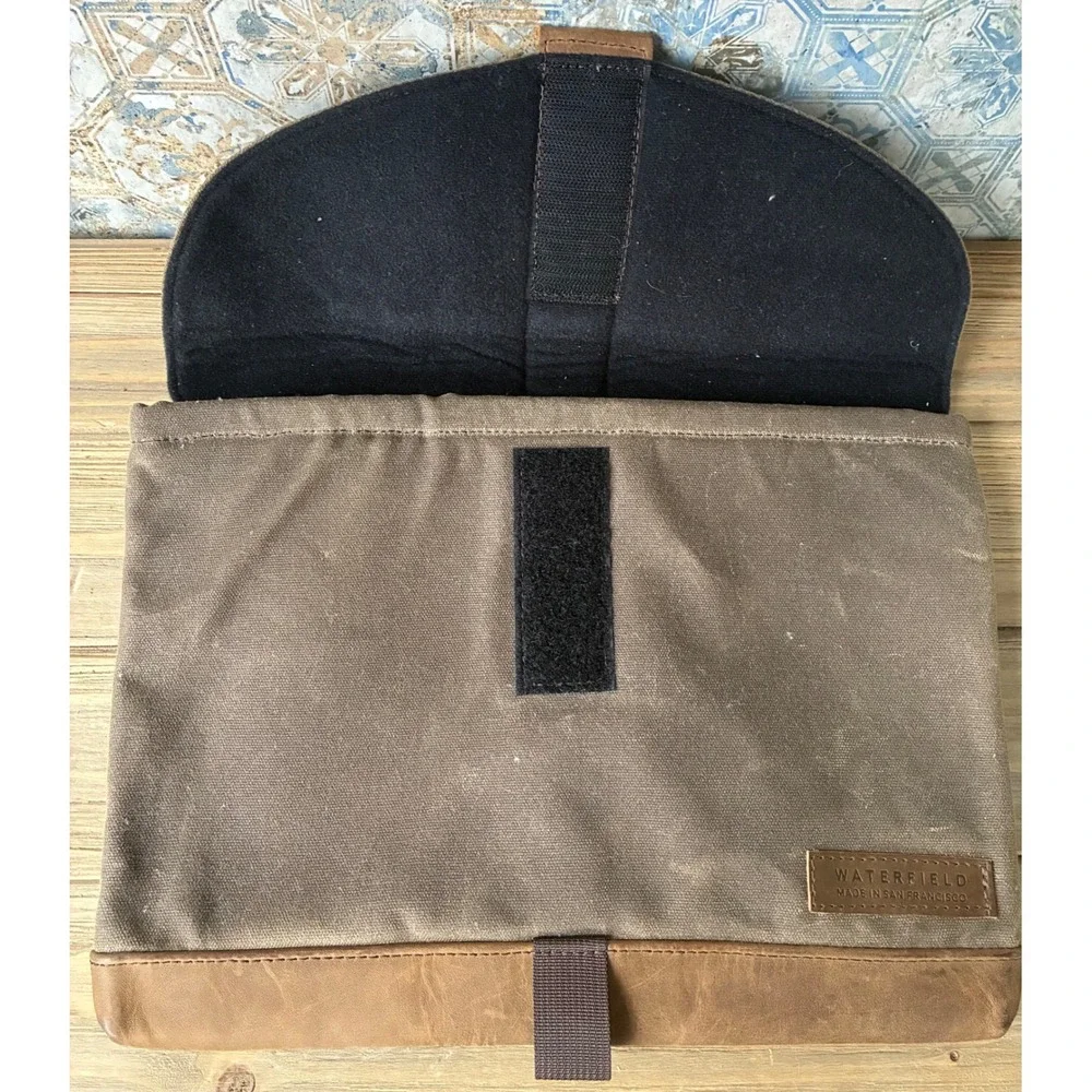 WaterField Designs Waxed Canvas Leather Laptop Tablet Sleeve‎ Brown Tan 26